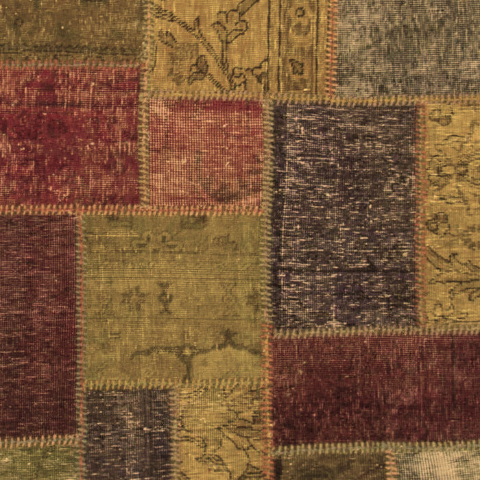 Machine Washable Patchwork Brown Transitional Rug, wshabs1263brn
