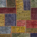 Square Abstract Red Brown Patchwork Rug, abs1263