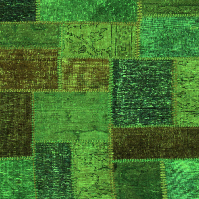 Square Machine Washable Patchwork Green Transitional Area Rugs, wshabs1263grn