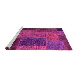 Sideview of Machine Washable Patchwork Pink Transitional Rug, wshabs1263pnk