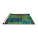 Sideview of Machine Washable Patchwork Turquoise Transitional Area Rugs, wshabs1263turq