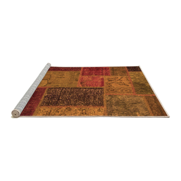 Sideview of Machine Washable Patchwork Orange Transitional Area Rugs, wshabs1263org
