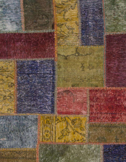 Abstract Red Brown Patchwork Rug, abs1263