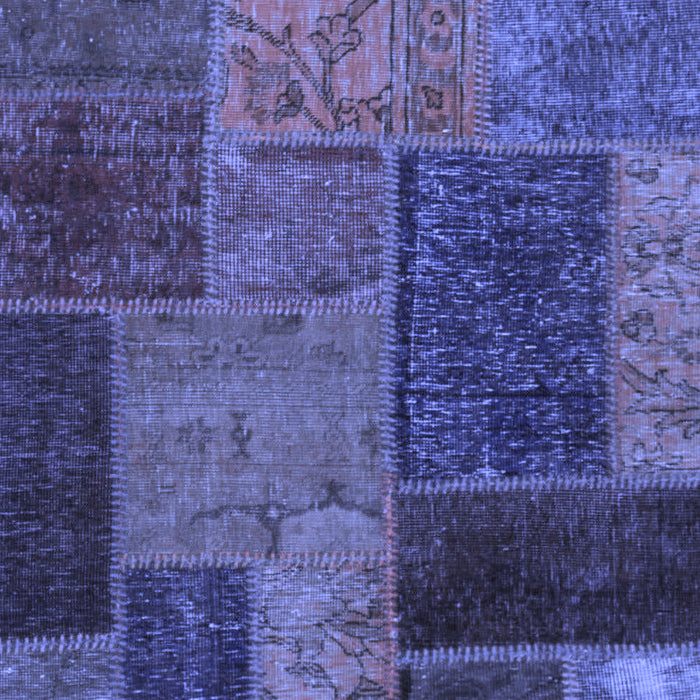Machine Washable Patchwork Blue Transitional Rug, wshabs1263blu