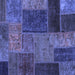 Square Patchwork Blue Transitional Rug, abs1263blu