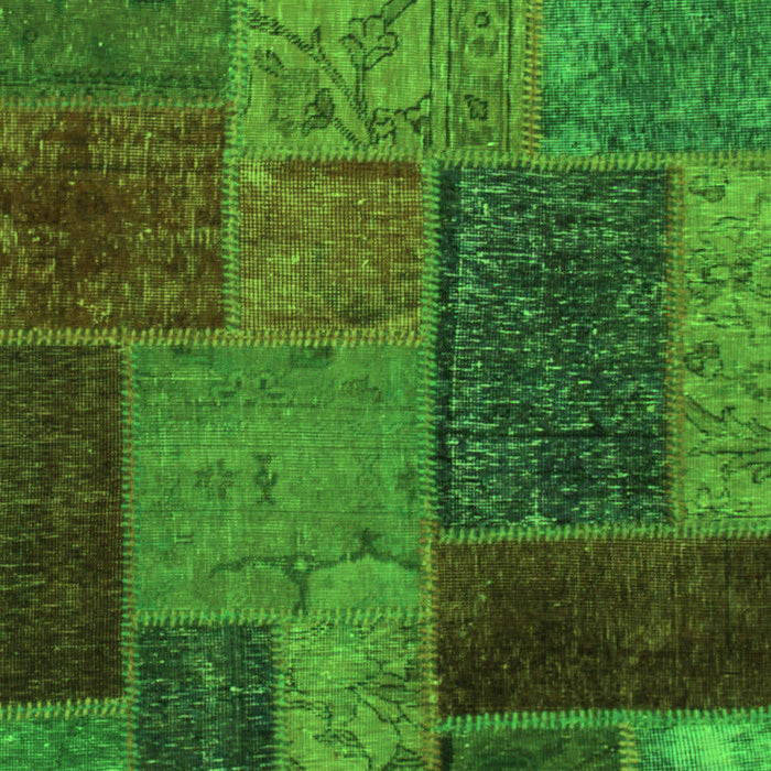 Machine Washable Patchwork Green Transitional Area Rugs, wshabs1263grn