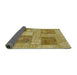 Sideview of Abstract Dark Bisque Brown Patchwork Rug, abs1264