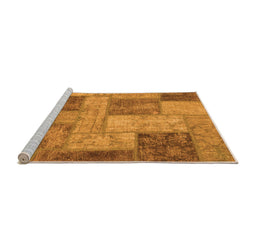 Sideview of Machine Washable Patchwork Orange Transitional Area Rugs, wshabs1264org