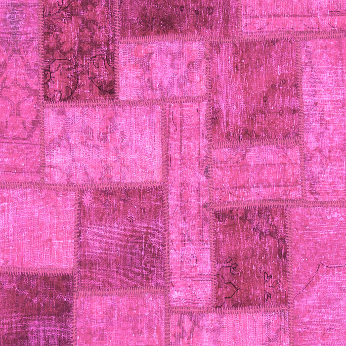 Square Machine Washable Patchwork Pink Transitional Rug, wshabs1264pnk