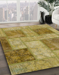 Abstract Dark Bisque Brown Patchwork Rug, abs1264