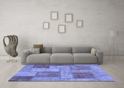 Machine Washable Patchwork Blue Transitional Rug in a Living Room, wshabs1264blu