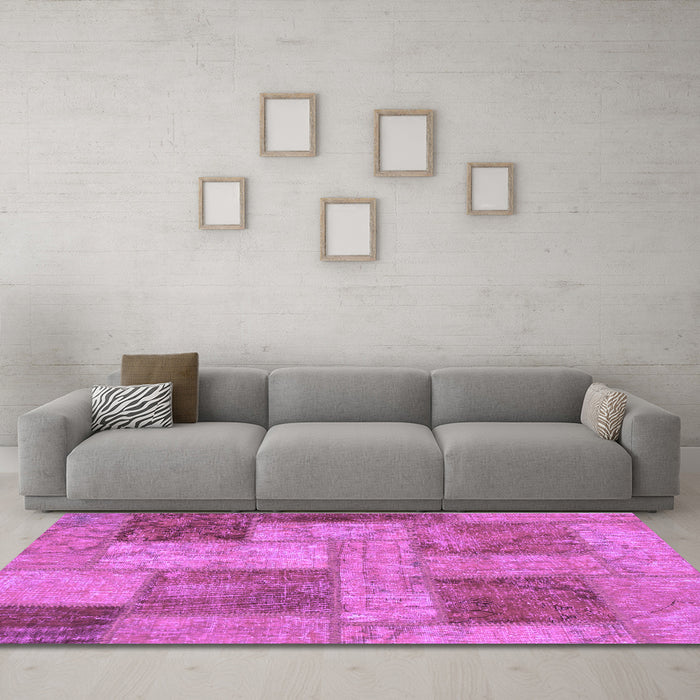 Machine Washable Patchwork Purple Transitional Area Rugs in a Living Room, wshabs1264pur