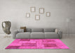 Machine Washable Patchwork Pink Transitional Rug in a Living Room, wshabs1264pnk