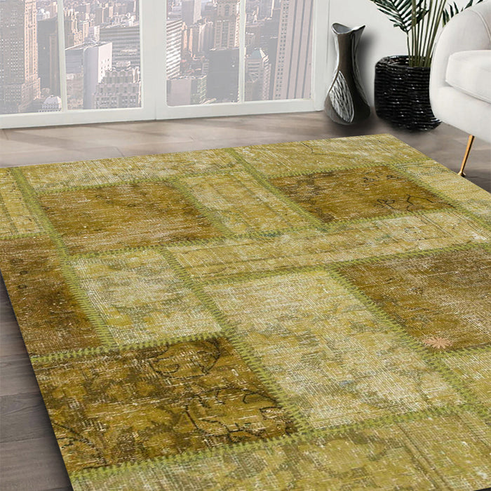 Machine Washable Abstract Dark Bisque Brown Rug in a Family Room, wshabs1264