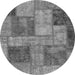 Round Patchwork Gray Transitional Rug, abs1264gry