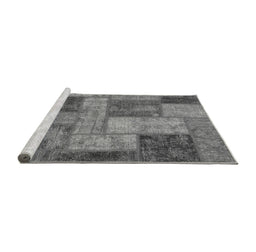 Sideview of Machine Washable Patchwork Gray Transitional Rug, wshabs1264gry