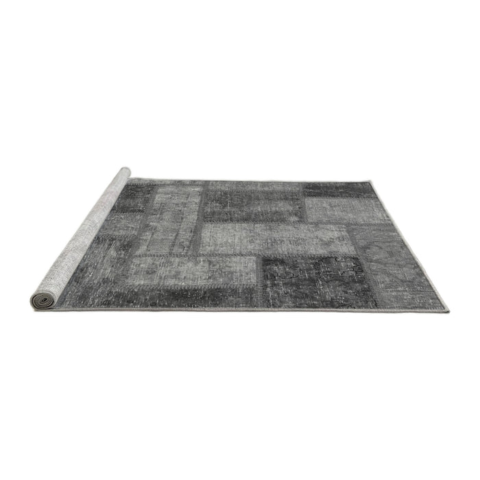Sideview of Machine Washable Patchwork Gray Transitional Rug, wshabs1264gry