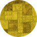 Round Patchwork Yellow Transitional Rug, abs1264yw