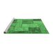 Sideview of Machine Washable Patchwork Emerald Green Transitional Area Rugs, wshabs1264emgrn