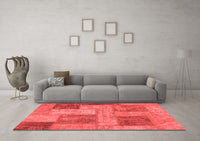 Machine Washable Patchwork Red Transitional Rug, wshabs1264red