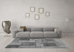 Machine Washable Patchwork Gray Transitional Rug in a Living Room,, wshabs1264gry