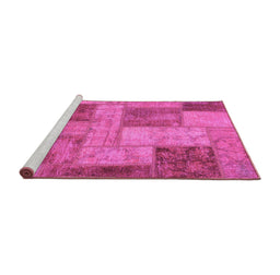 Sideview of Machine Washable Patchwork Pink Transitional Rug, wshabs1264pnk