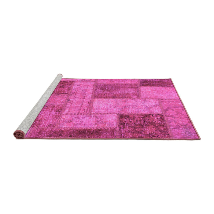 Sideview of Machine Washable Patchwork Pink Transitional Rug, wshabs1264pnk