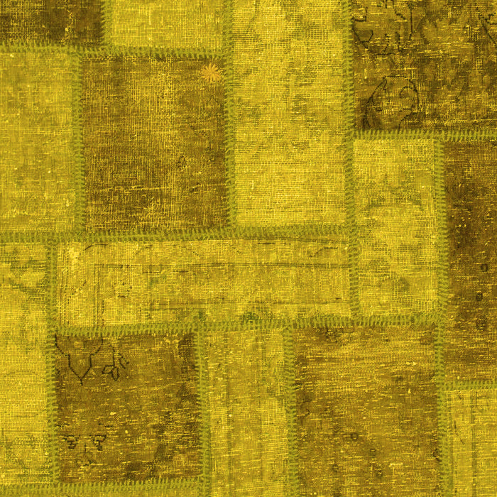 Machine Washable Patchwork Yellow Transitional Rug, wshabs1264yw