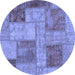 Round Patchwork Blue Transitional Rug, abs1264blu