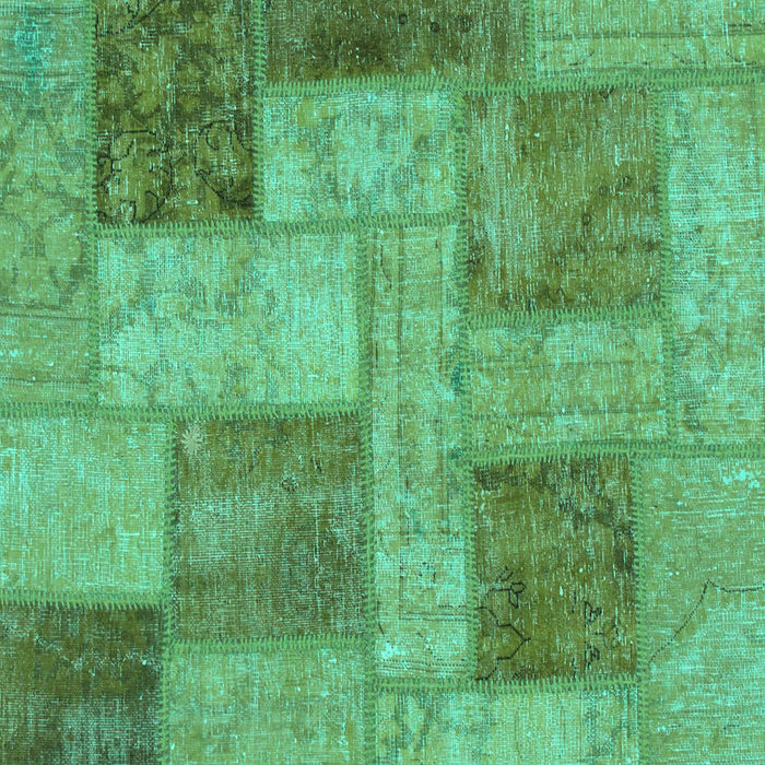 Square Machine Washable Patchwork Turquoise Transitional Area Rugs, wshabs1264turq