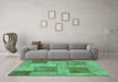 Machine Washable Patchwork Turquoise Transitional Area Rugs in a Living Room,, wshabs1264turq