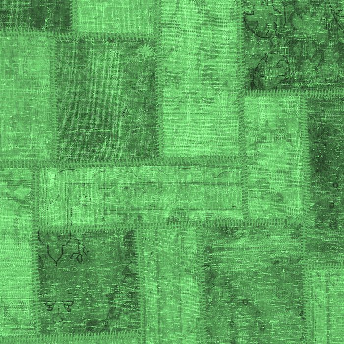 Machine Washable Patchwork Emerald Green Transitional Area Rugs, wshabs1264emgrn