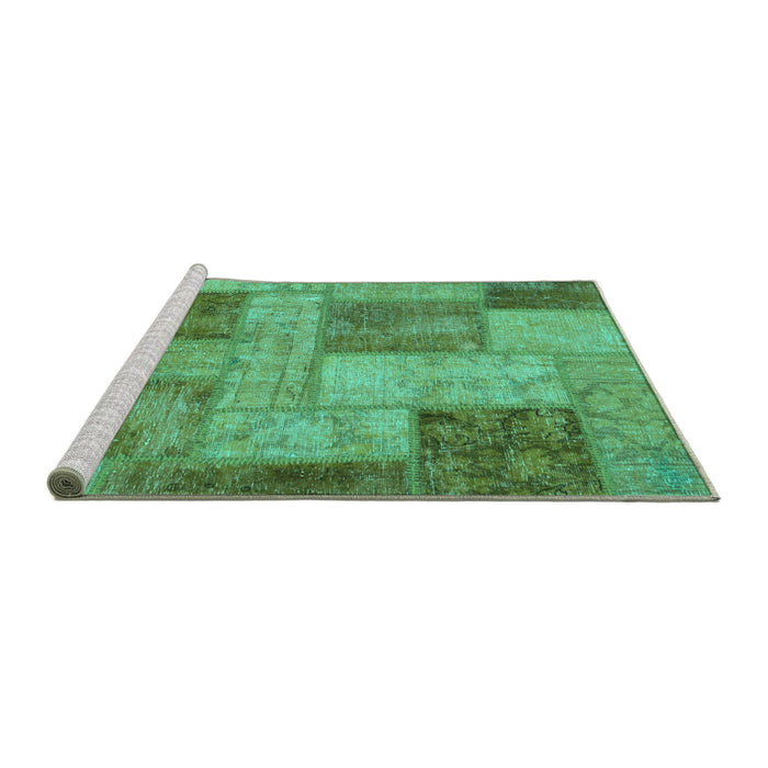 Sideview of Machine Washable Patchwork Turquoise Transitional Area Rugs, wshabs1264turq