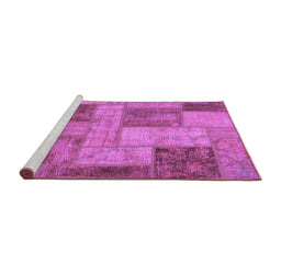 Sideview of Machine Washable Patchwork Purple Transitional Area Rugs, wshabs1264pur