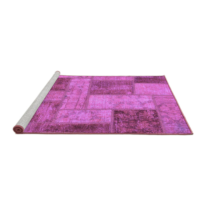 Sideview of Machine Washable Patchwork Purple Transitional Area Rugs, wshabs1264pur