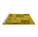 Sideview of Machine Washable Patchwork Yellow Transitional Rug, wshabs1264yw