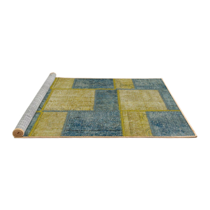 Sideview of Machine Washable Abstract Brass Green Rug, wshabs1265