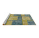 Sideview of Machine Washable Abstract Brass Green Rug, wshabs1265