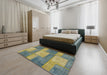 Abstract Copper Green Patchwork Rug in a Bedroom, abs1265