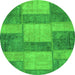 Round Patchwork Green Transitional Rug, abs1265grn