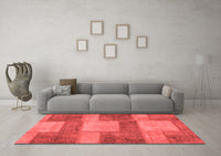 Machine Washable Patchwork Red Transitional Rug, wshabs1265red