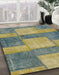 Abstract Copper Green Patchwork Rug in Family Room, abs1265