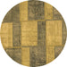 Round Patchwork Brown Transitional Rug, abs1265brn