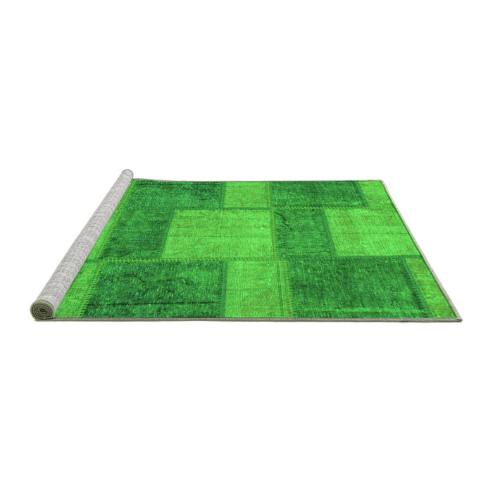 Sideview of Machine Washable Patchwork Green Transitional Area Rugs, wshabs1265grn