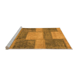 Sideview of Machine Washable Patchwork Orange Transitional Area Rugs, wshabs1265org
