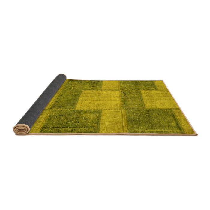 Sideview of Patchwork Yellow Transitional Rug, abs1265yw