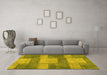 Machine Washable Patchwork Yellow Transitional Rug in a Living Room, wshabs1265yw