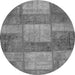 Round Machine Washable Patchwork Gray Transitional Rug, wshabs1265gry