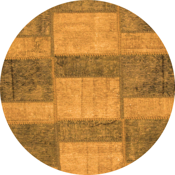 Round Machine Washable Patchwork Orange Transitional Area Rugs, wshabs1265org
