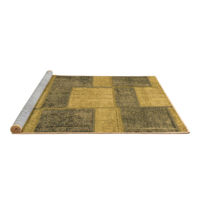 Sideview of Machine Washable Patchwork Brown Transitional Rug, wshabs1265brn